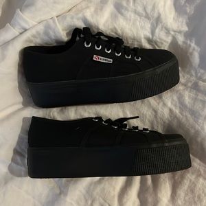 SALE!! Superga Monochromatic Black Platform Sneakers 7.5